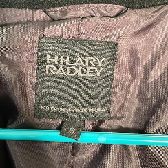 HILARY Radley 100% Wool Coat Black Size 6 Oversized Collar - Picture 4 of 9